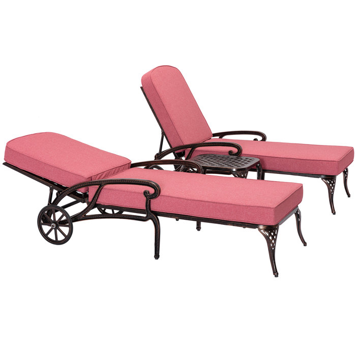 Canora Grey Nayanah 74.6" Long Reclining Chaise Lounge Set with